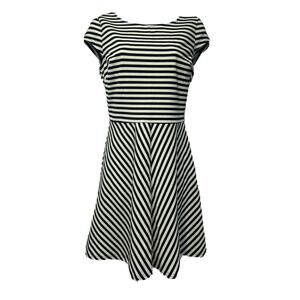 pixley corinda black white stripe skater dress M